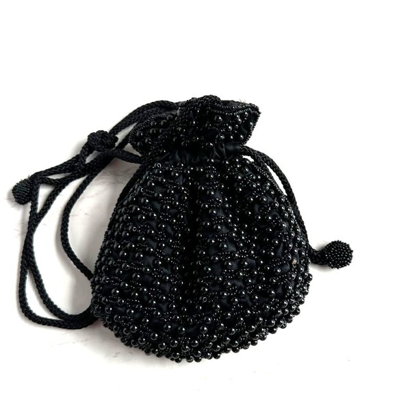 La Regale Ltd. Black Beaded Drawstring Evening Bag - Picture 9 of 10